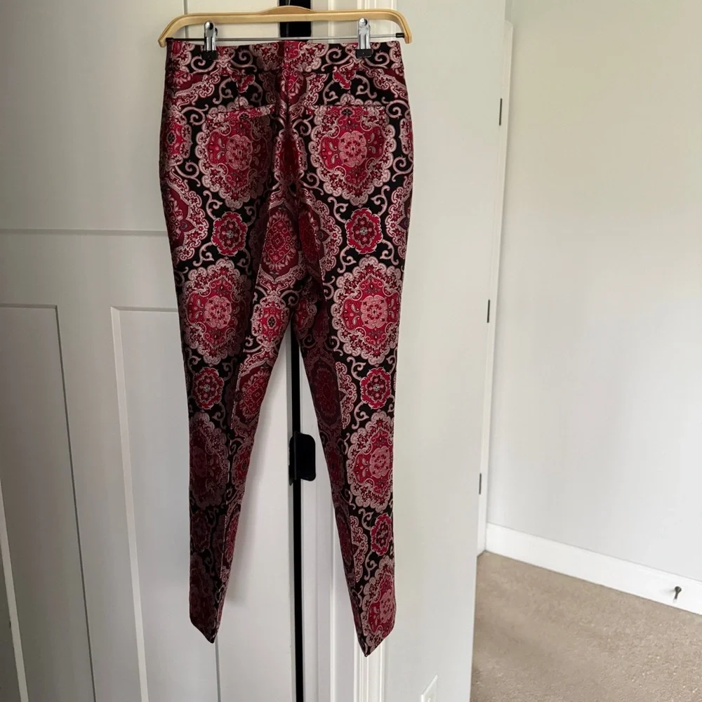 NWT Kate Spade‎ Medallion jacquard flare Red Black Paisley Pants New